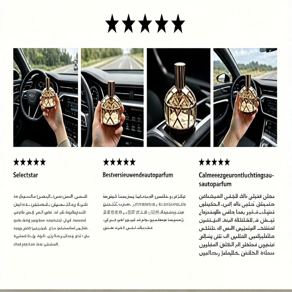 معطر سيارات فاخر بتصميم ذهبي، سعة 10 مل، عطر خشبي شرقي، يدوم طويلاً - مناسب للسيارات والمنازل