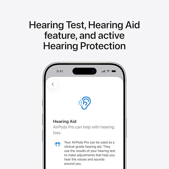 سماعات أذن لاسلكية Apple AirPods Pro 3، ميزة إلغاء الضوضاء النشط، الترجمة الفورية، استشعار معدل ضربات القلب، ميزة مساعدة السمع، سماعات بلوتوث، صوت مكاني، صوت عالي الدقة، شحن عبر منفذ USB-C